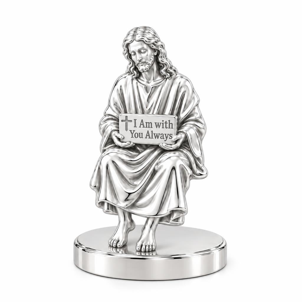 With You Always Jesus Keepsake Plaque – silver, front view