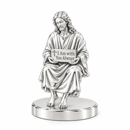 With You Always Jesus Keepsake Plaque – silver, front view