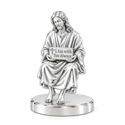 With You Always Jesus Keepsake Plaque – silver, front view