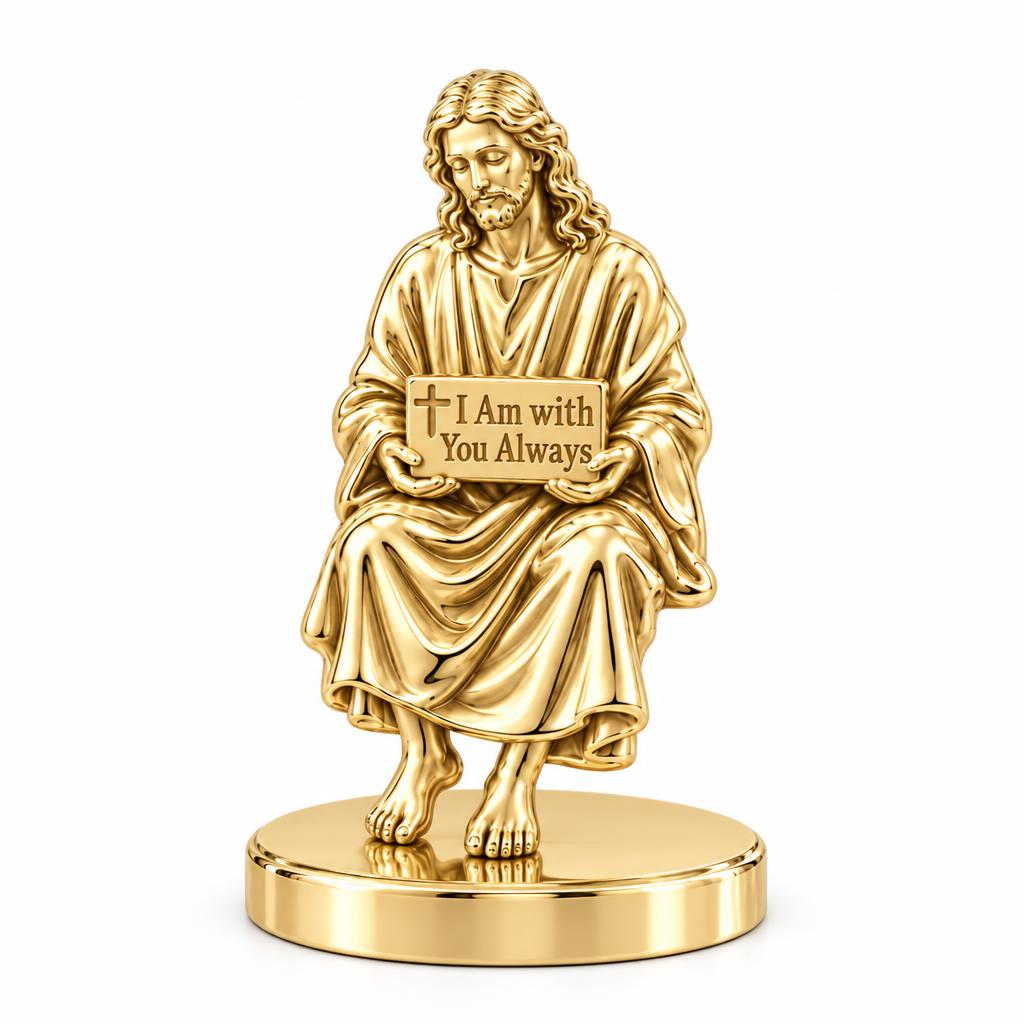 With You Always Jesus Keepsake Plaque – 18K gold, front view