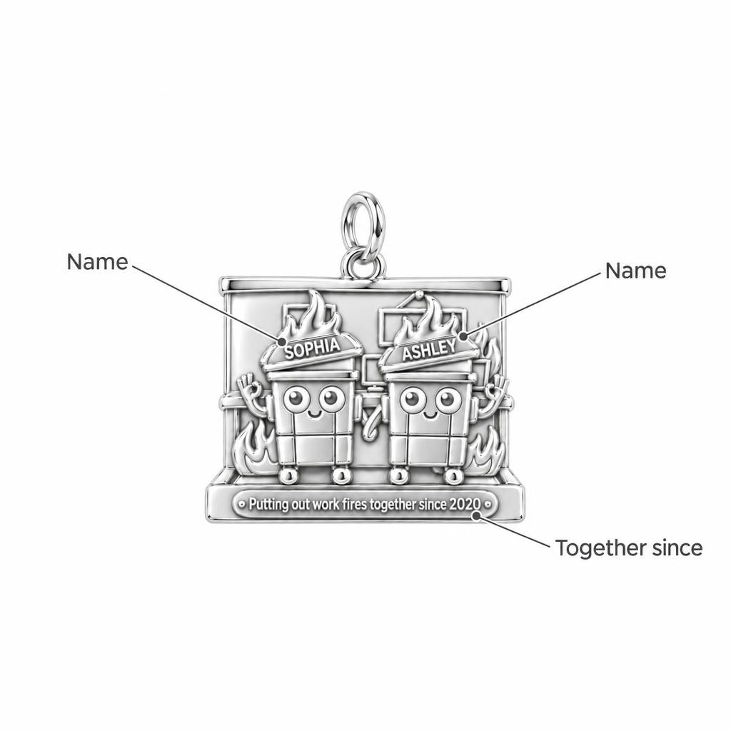 Work Fires Dumpster Duo Charm Bracelet – Personalized Colleague Gift – personalization guide