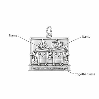 Work Fires Dumpster Duo Charm Bracelet – Personalized Colleague Gift – personalization guide
