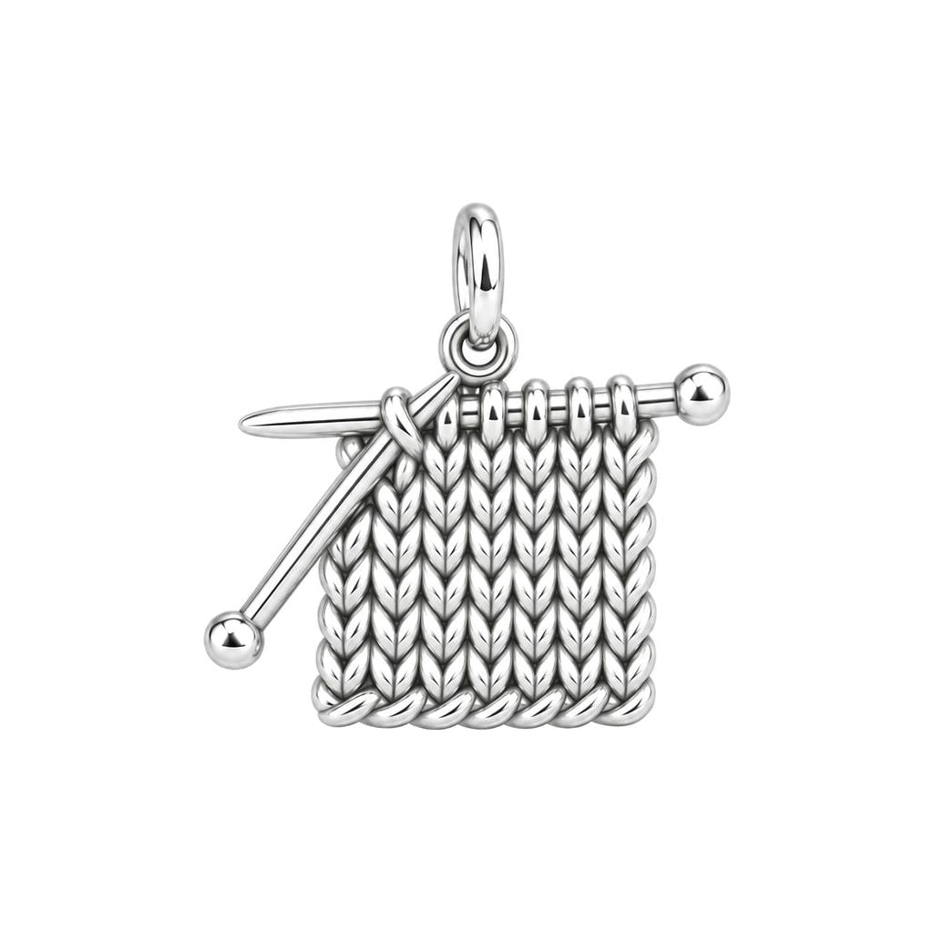 Work in Progress Knitting Charm Bracelet Set – back of the charm, engraving area