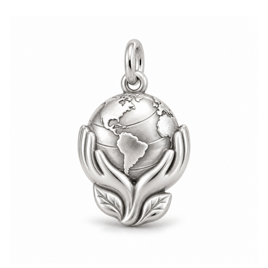 World in Our Hands Charm — Silver | charm-topics-remaining-444-2026-09-14 | topic-181