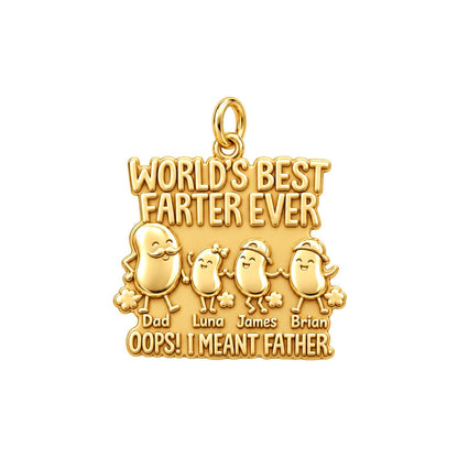 World's Best Farter Charm Bracelet – Personalized Dad Gift – 18K gold plated 3 cm charm, front view