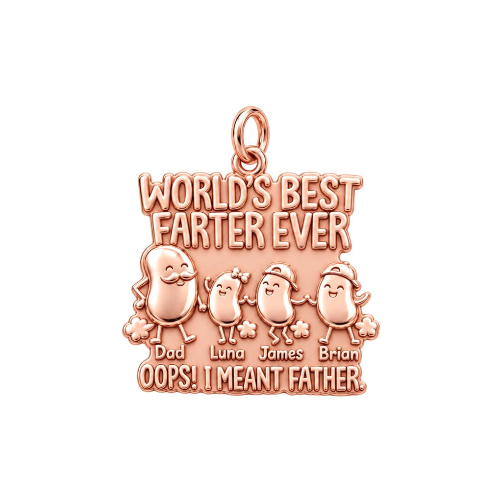 World's Best Farter Charm Bracelet – Personalized Dad Gift – rose gold 3 cm charm, front view