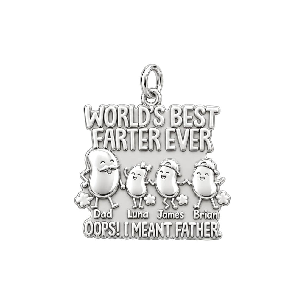 World's Best Farter Charm Bracelet – Personalized Dad Gift – silver plated 3 cm charm, front view