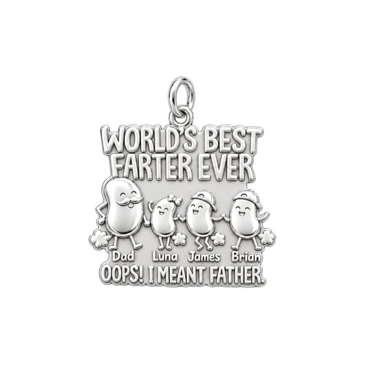 World's Best Farter Charm Bracelet – Personalized Dad Gift – silver plated 3 cm charm, front view