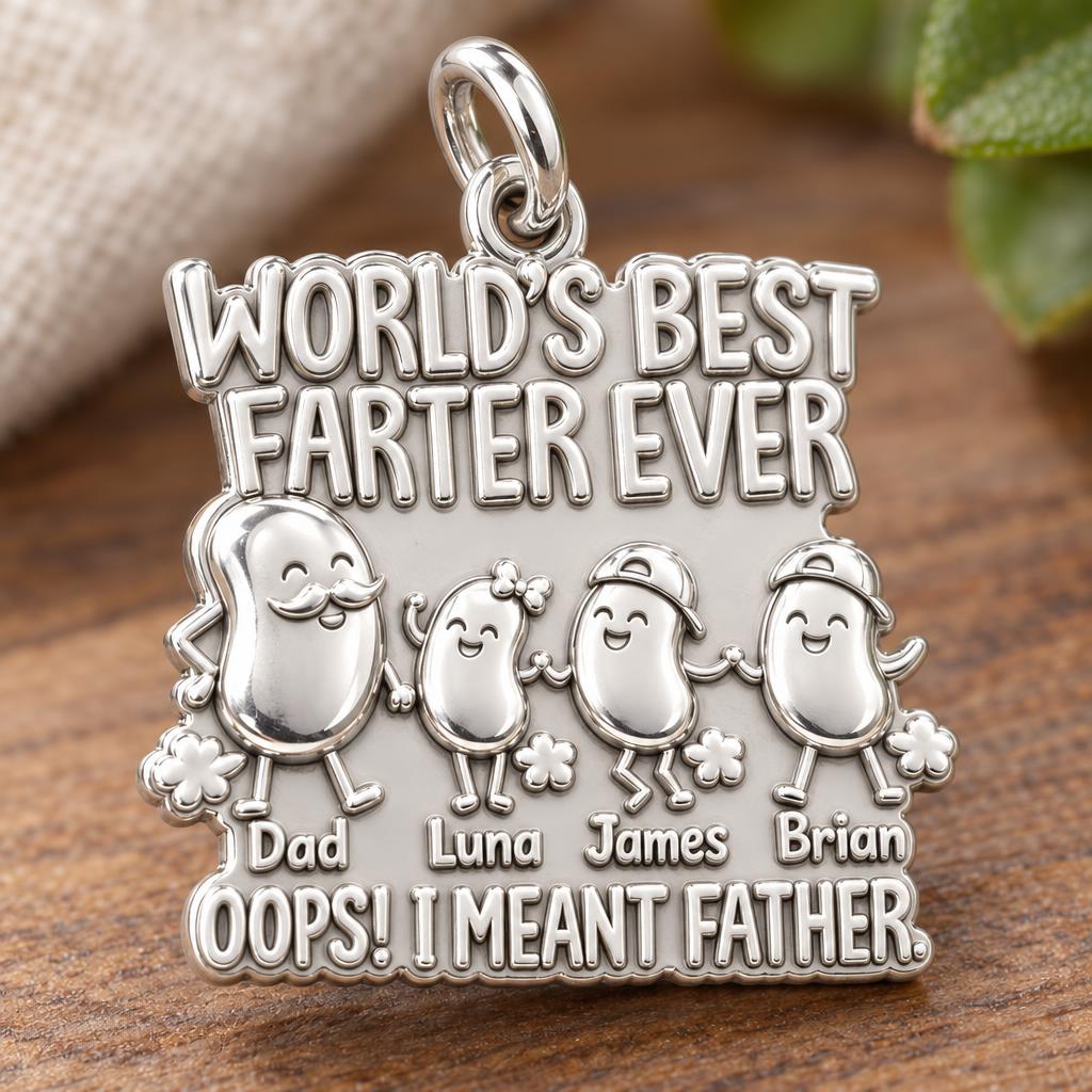 World's Best Farter Charm Bracelet – Personalized Dad Gift – macro detail of the charm