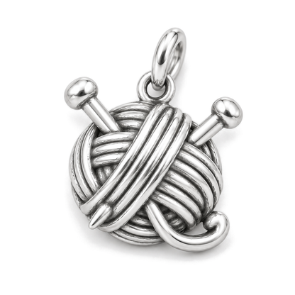 Yarn & Needles Charm — Silver Super Macro | charm-topics-remaining-444-2026-09-14 | topic-092