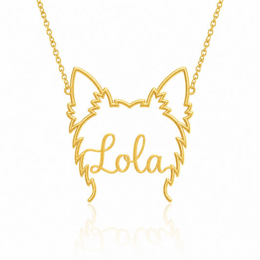 Yorkie Whisper of Paws - Personalized Outline Your Pet's Face and Name Necklace
