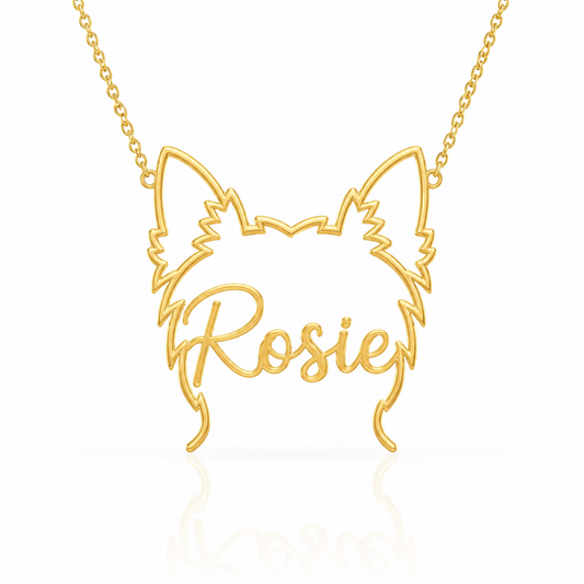 Yorkshire Terrier Whisper of Paws - Personalized Outline Your Pet's Face and Name Necklace
