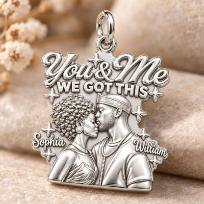 You And Me We Got This Charm Bracelet – Personalized Couple Gift – macro detail of the charm