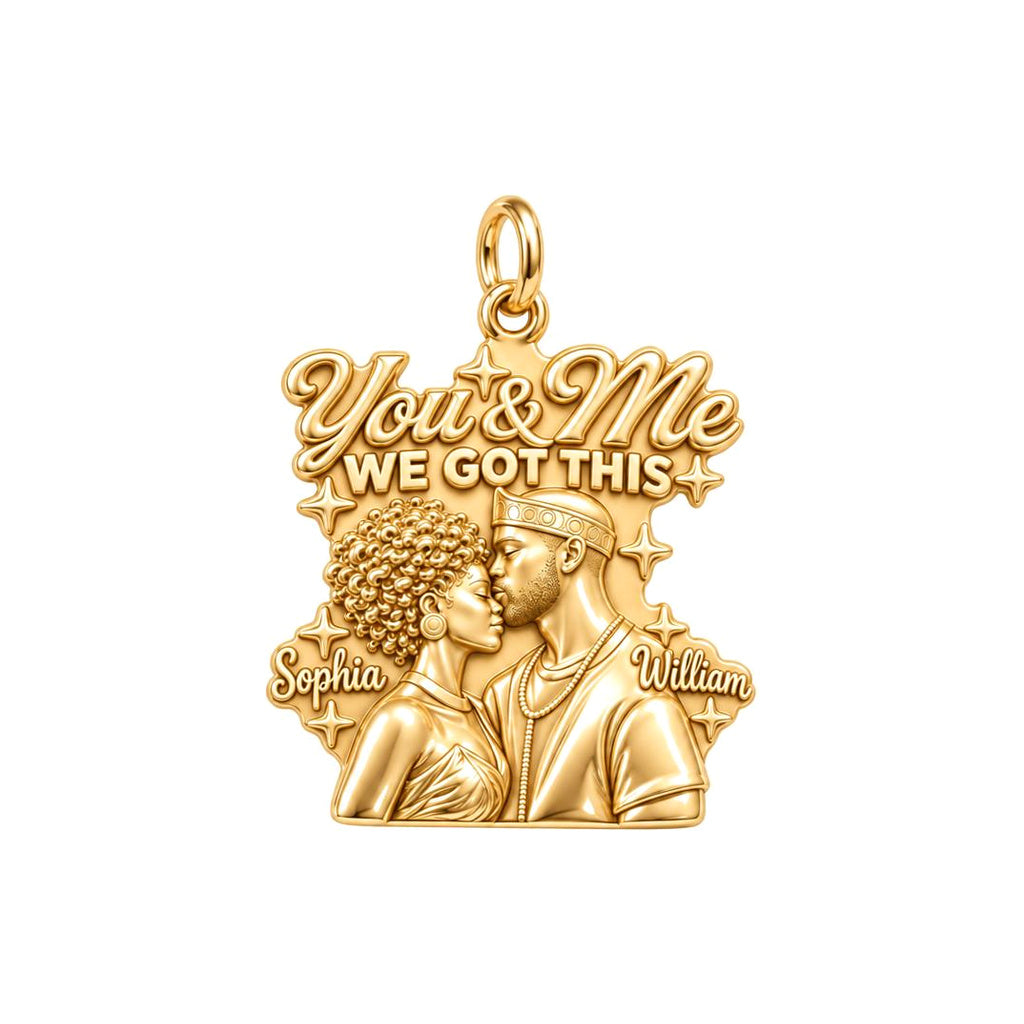 You And Me We Got This Charm Bracelet – Personalized Couple Gift – 18K gold plated 3 cm charm, front view