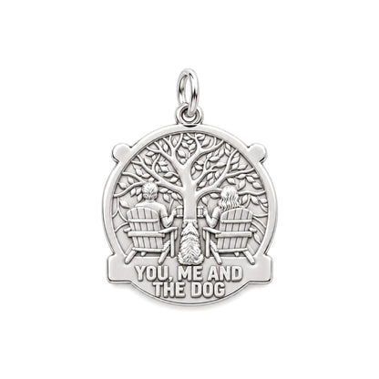 You Me and the Dog Charm and Polyester Cord Bracelet Set – silver plated 3 cm charm, front view