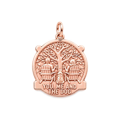 You Me and the Dog Charm and Polyester Cord Bracelet Set – rose gold 3 cm charm, front view