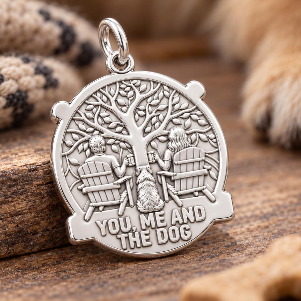 You Me and the Dog Charm and Polyester Cord Bracelet Set – macro detail of the charm