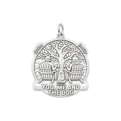 You Me and The Dog Charm Bracelet – Personalized Couple Gift – silver charm, front view