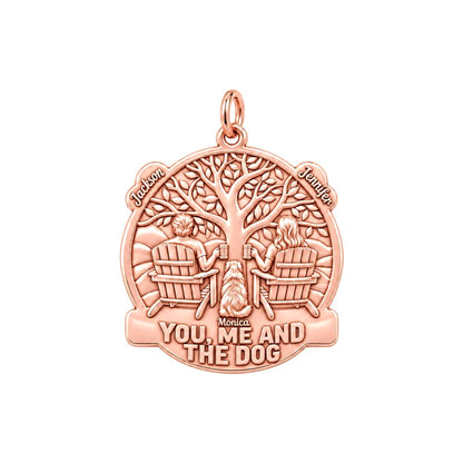 You Me and The Dog Charm Bracelet – Personalized Couple Gift – rose gold charm, front view