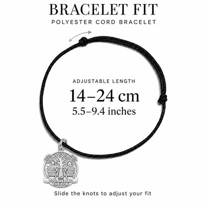 You Me and The Dog Charm Bracelet – Personalized Couple Gift – adjustable black cord bracelet, 14–24 cm