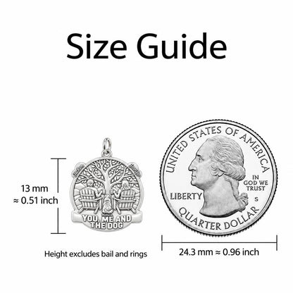 You Me and The Dog Charm Bracelet – Personalized Couple Gift – size guide, 13 mm charm next to a quarter