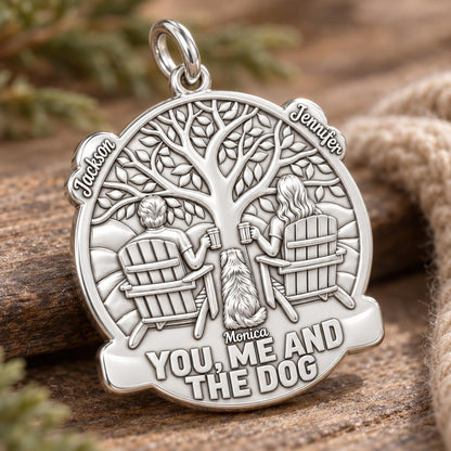You Me and The Dog Charm Bracelet – Personalized Couple Gift – macro detail of the charm