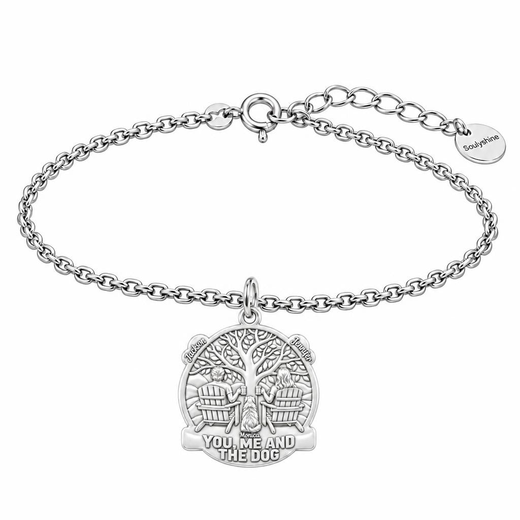 You Me and The Dog Charm Bracelet Set – silver, front view