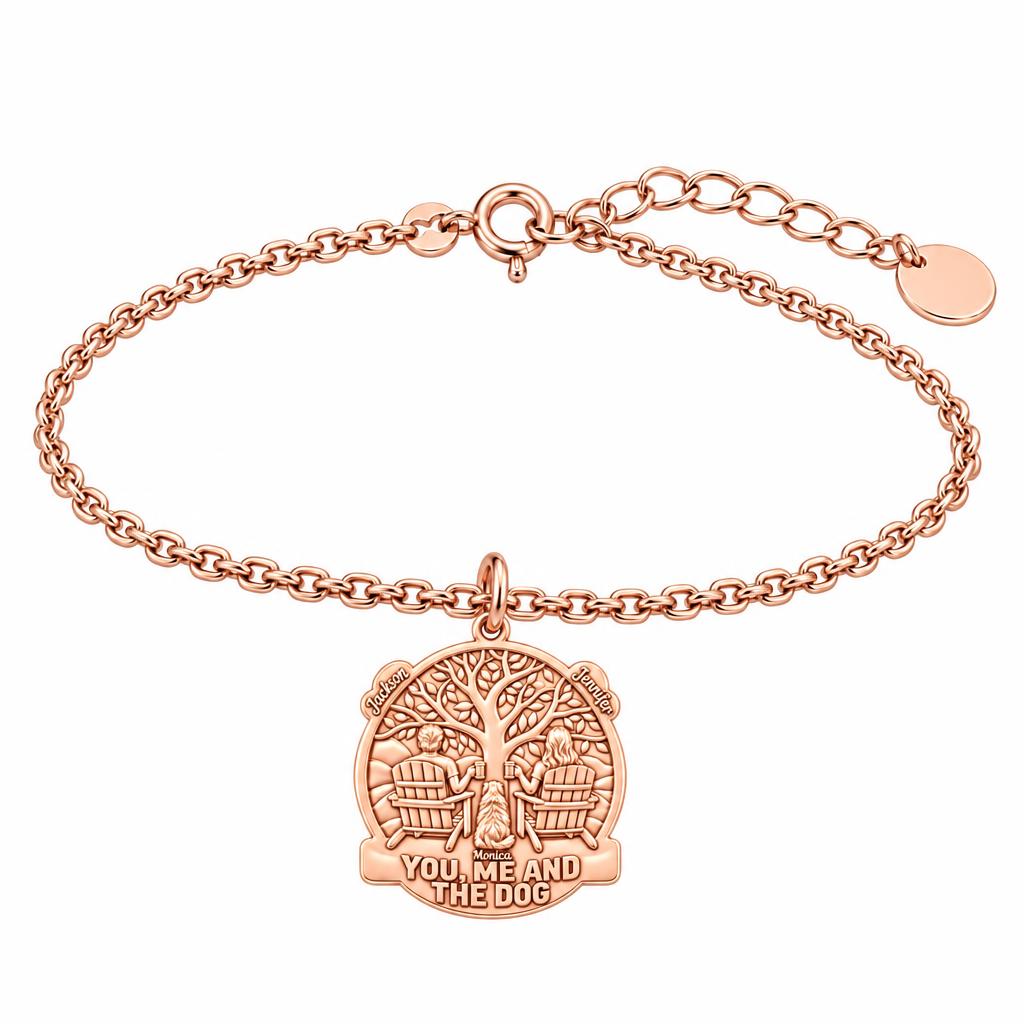 You Me and The Dog Charm Bracelet Set – rose gold, front view