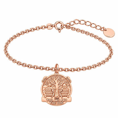 You Me and The Dog Charm Bracelet Set – rose gold, front view