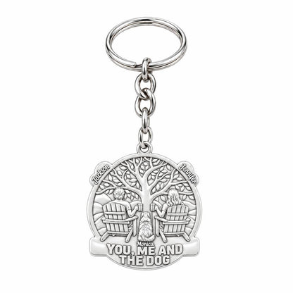 You Me and The Dog Charm Keychain – silver, front view