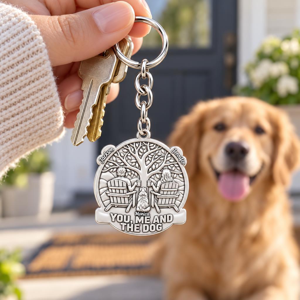 You Me and The Dog Charm Keychain – worn / in use