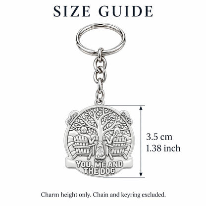 You Me and The Dog Charm Keychain – size guide, 3.5 cm (1.38 in) charm, chain and keyring excluded