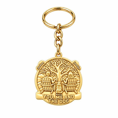 You Me and The Dog Charm Keychain – 18K gold, front view