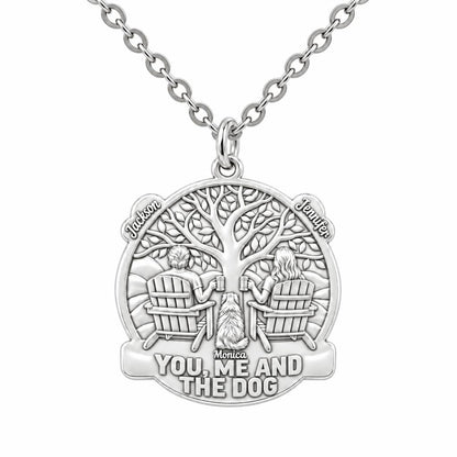 You Me and The Dog Charm Necklace Set – silver, front view