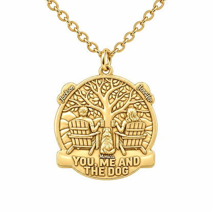 You Me and The Dog Charm Necklace Set – 18K gold, front view