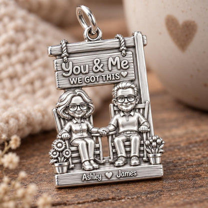 You & Me Rocking Chairs Charm and Polyester Cord Bracelet Set