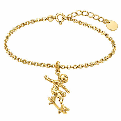 Young Skater in Motion Charm Bracelet Set – 18K gold, front view