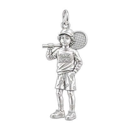 Young Tennis Star Charm Bracelet – Personalized Mom Gift – silver charm, front view