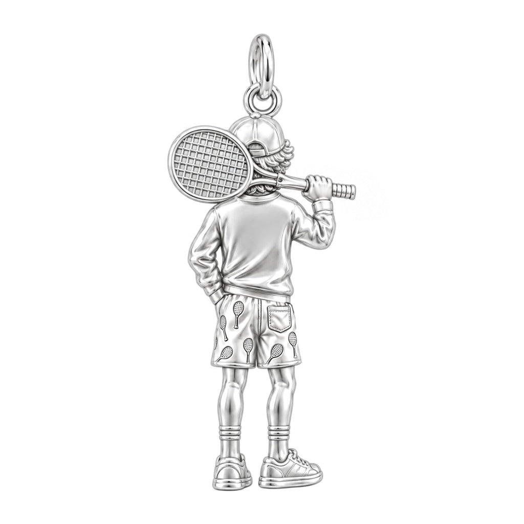 Young Tennis Star Charm Bracelet – Personalized Mom Gift – back of the charm, engraving area