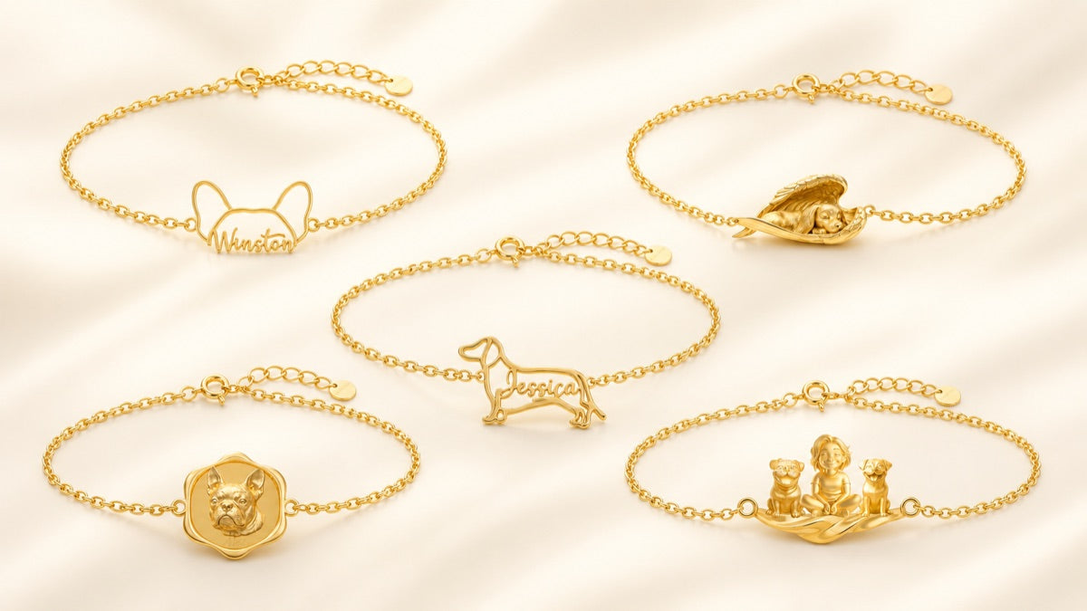 Examples of 18K Gold Vermeil bracelet styles matched to necklace designs